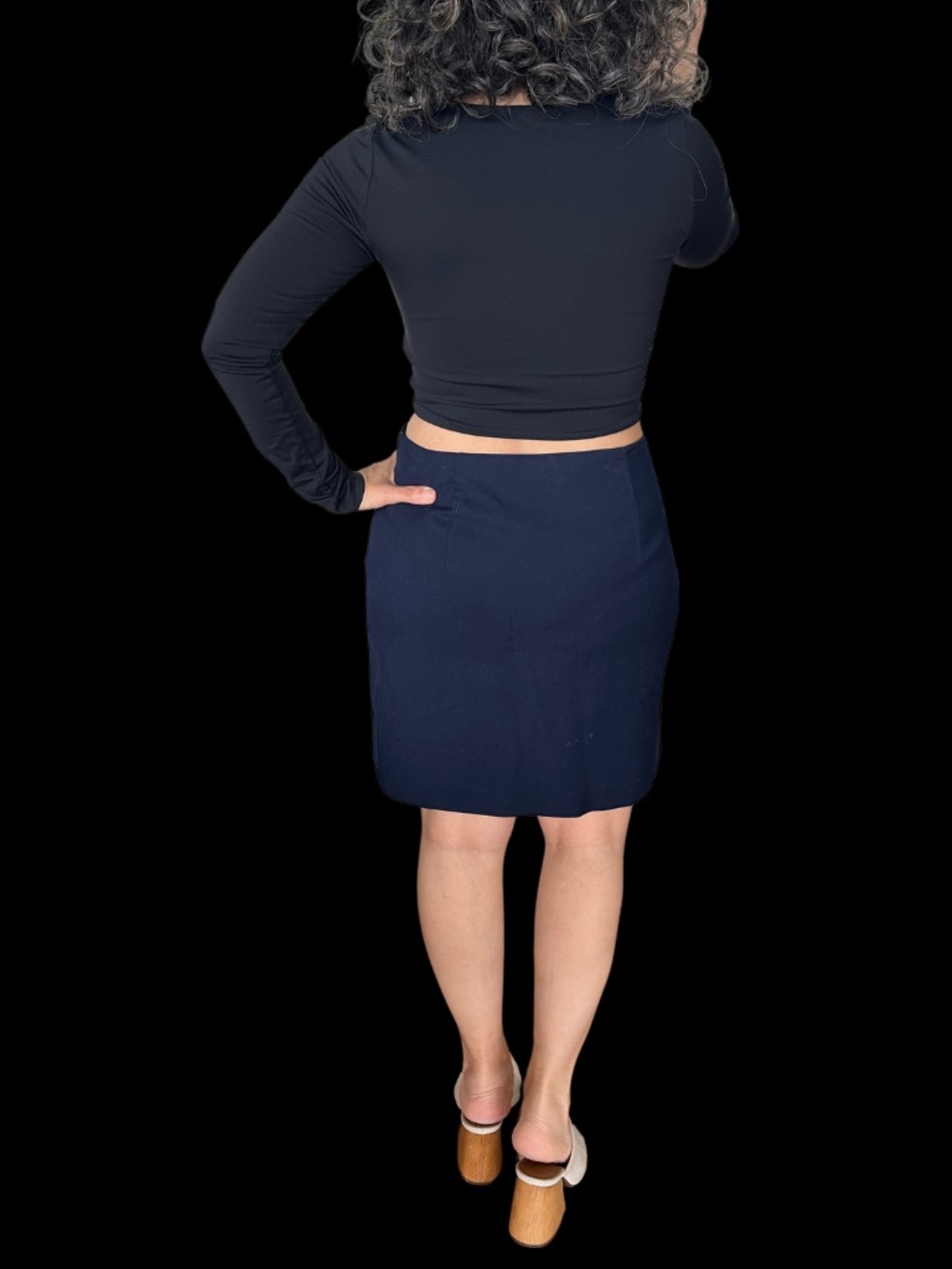 Tommy Hilfiger Navy Pencil Skirt | Gold Side Zipper | Size 0 - Picture 2 of 3